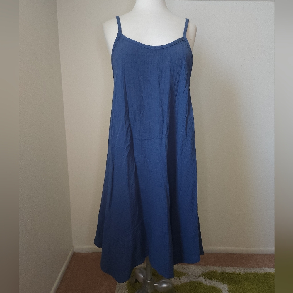 Bobi Blue Spaghetti Strap Sundress Midi